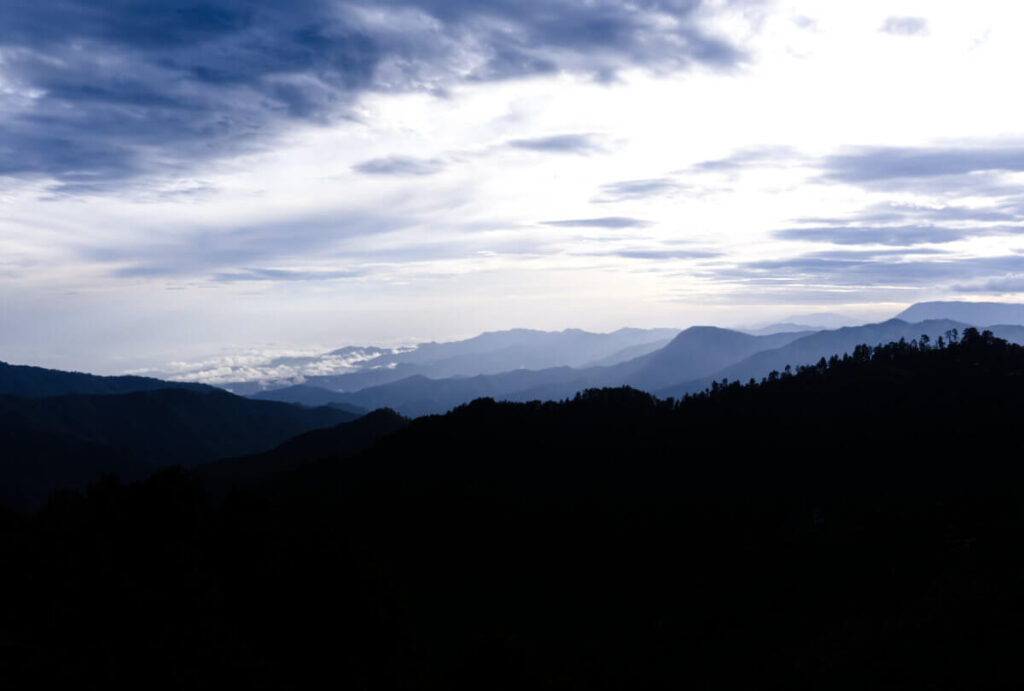 A monochromatic image of the mountains of San Jose del Pacifico, Oaxaca.